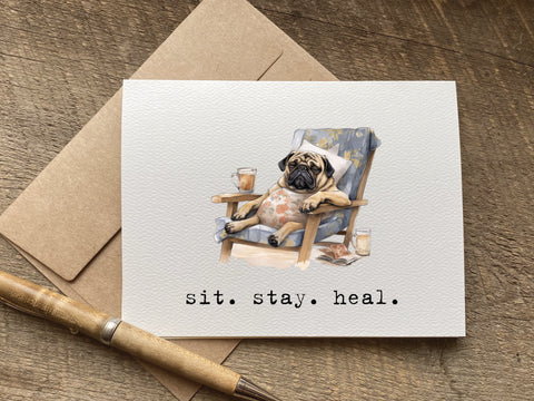 sit stay heal dog get well card