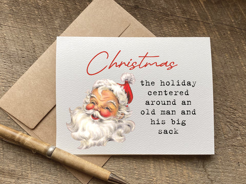 the holiday centered around an old man / christmas card