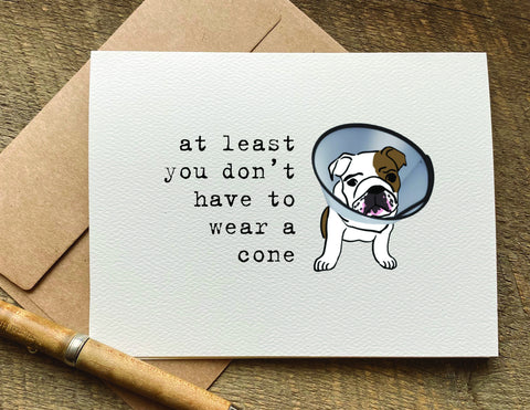 at least you don't have to wear a cone funny dog get well card