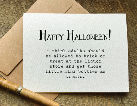 trick or treat at liquor store / halloween card