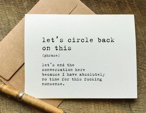 let's circle back on this definition / coworker card