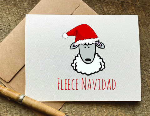 fleece navidad sheep christmas card