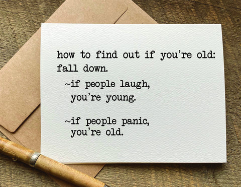how to find out if you're old funny birthday card