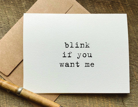 blink if you want me funny Valentine's Day card