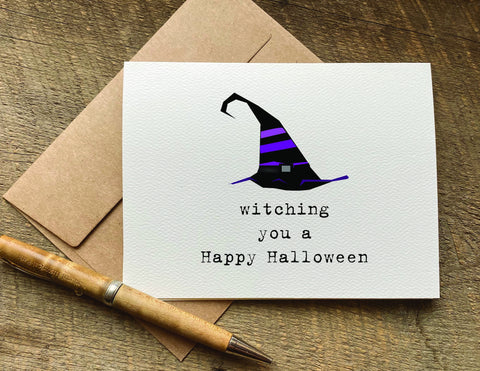witching you a happy halloween / halloween card