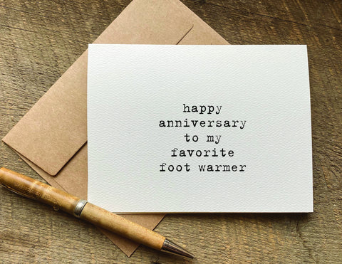 my favorite foot warmer / anniversary card