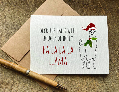 fa la la la llama christmas card