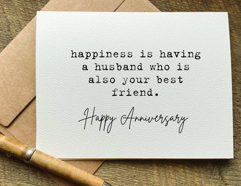 happiness is having a husband who is also your best friend anniversary card