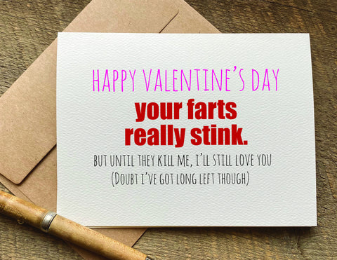 your farts really stink funny rude valentines day card