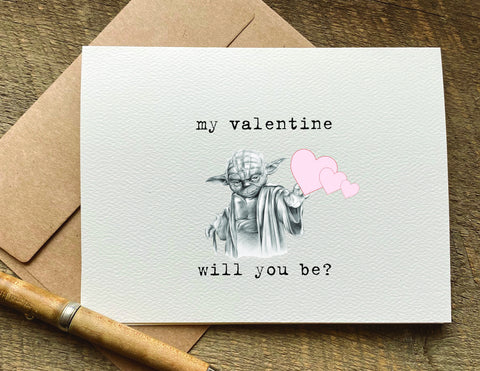 yoda my valentines will you be valentines' day card with yoda