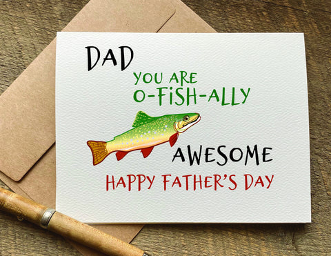 dad you are o fish ally awesome pun fishing Father's Day card