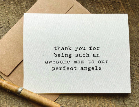 thank you for being such an awesome mom to our perfect angels / mother's day card