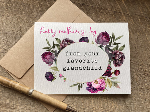 happy mother's day from your favorite grandchild card