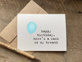 funny snarky birthday card with a balloon clip art that says: happy birthday. here's a sack of my breath