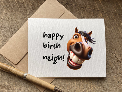 happy birth neigh funny horse birthday card