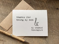 funny mother's day or birthdayCard for mom that says: 'thanks for being my mom & my unpaid therapist'