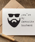 a card with the words you're my favorite husband on it