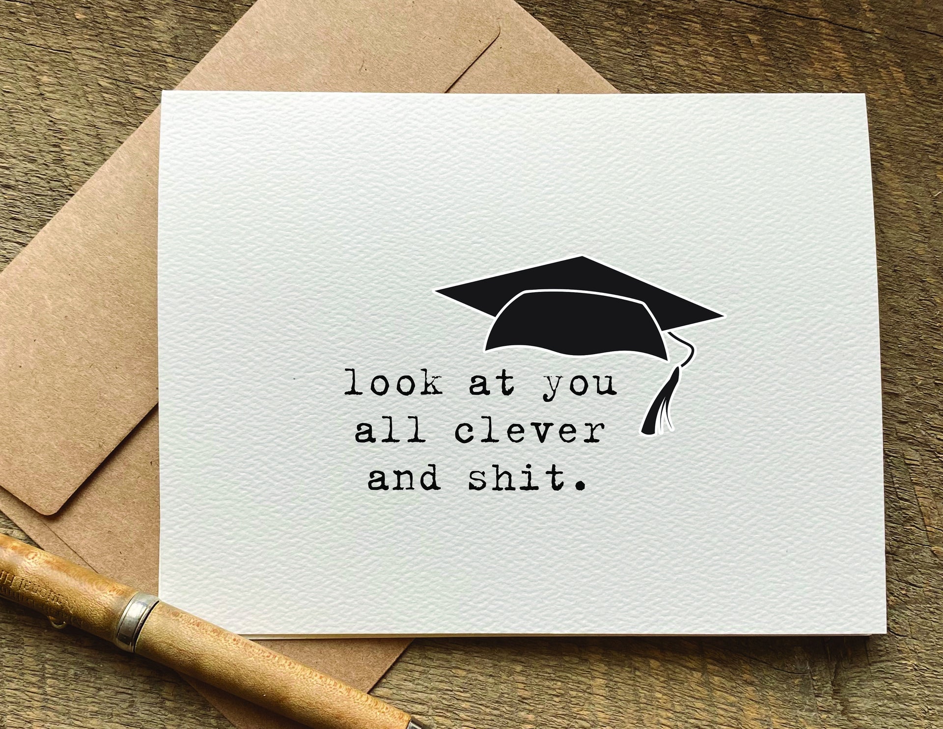 college grad card sayings Letterpress Graduation CardRad in (Modern, Congrats) look at you all clever