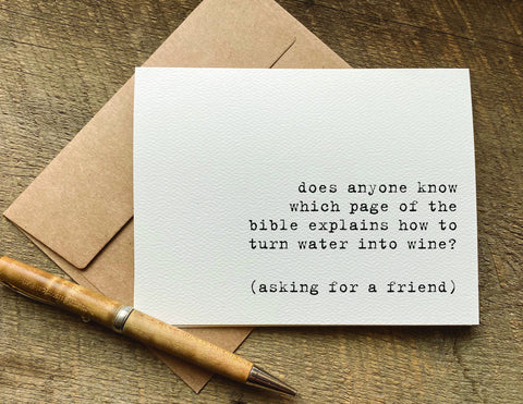 water into wine / greeting card
