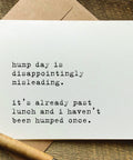 hump day is misleading funny adult greeting card