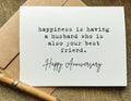 happiness is having a husband who is also your best friend anniversary card