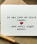 it was love at first sight valentines day card
