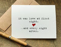 it was love at first sight valentines day card