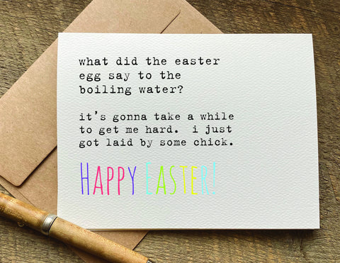 what did the easter egg say to the boiling water / easter card