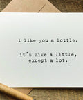 I like you a lottle, i't like a little except a lot greeting card