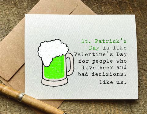 st patrick's day is like valentines day / st patrick's day card