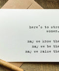 here's to strong women feminism international women's day card