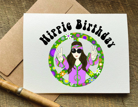 hippie birthday card