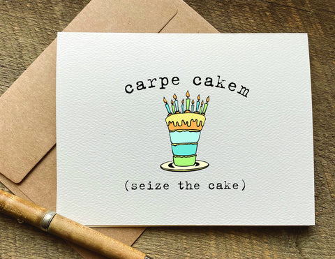 carpe cakem funny birthday card